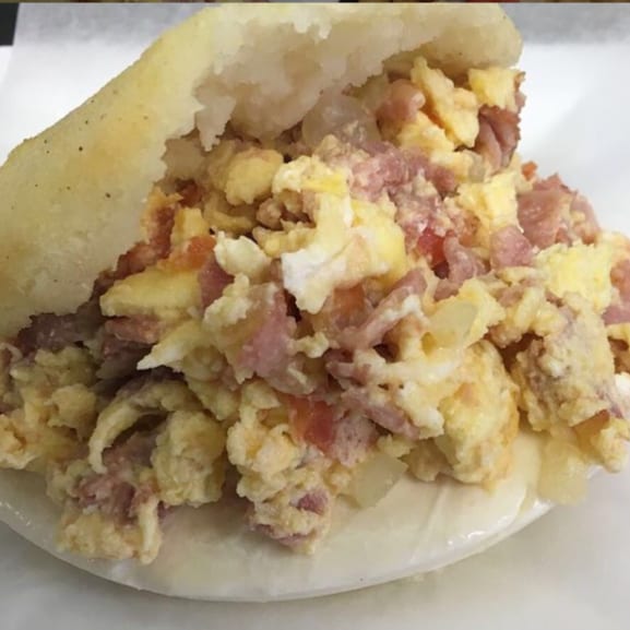 Perico Eggs Arepa.